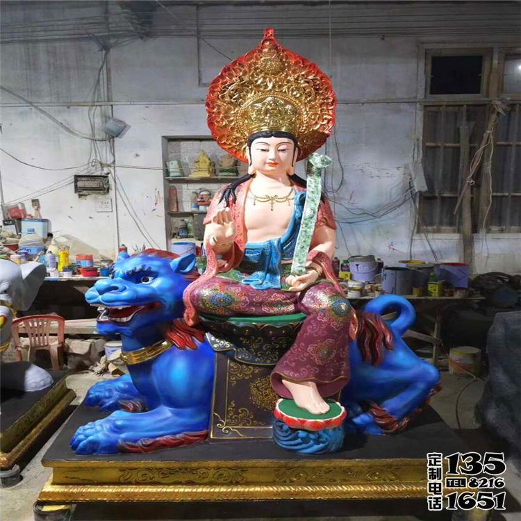 玻璃鋼彩繪寺廟佛像菩薩文殊普賢雕塑 玻璃鋼彩繪寺廟佛像菩薩文殊普賢雕塑