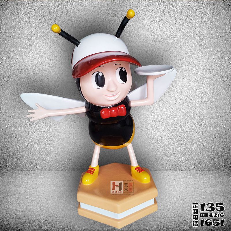 游樂(lè)園商場(chǎng)可愛(ài)卡通公仔玻璃鋼蜜蜂雕塑