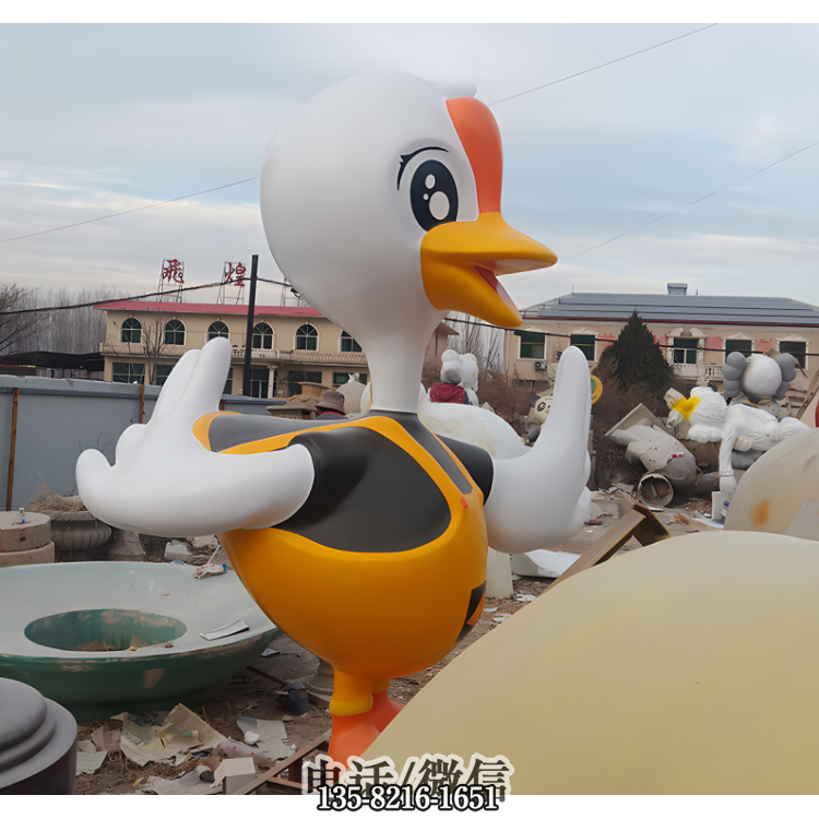 玻璃鋼卡通鴨子雕塑公仔 玻璃鋼卡通鴨子雕塑公仔
