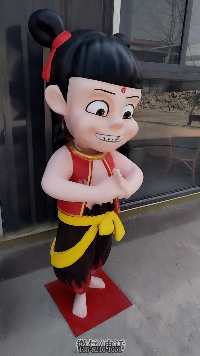 雙手抱拳哪吒雕塑，模具高1.5米，支持定制